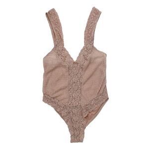 Vintage Intimate Options mauve pink sheer lace sexy bodysuit lingerie size M